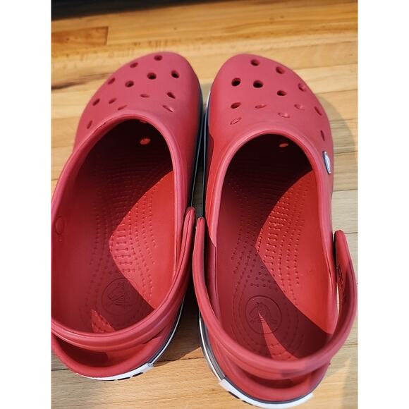 Crocs Unisex Crocband Clog Sandals Red Grey Size Men 5 | Women 7 - Picture 6 of 7